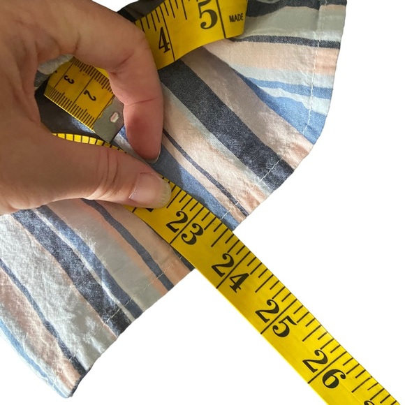 Lucky Brand Flutter Ruffle Short Sleeve Stripped Top - Size Large - Picture 6 of 7